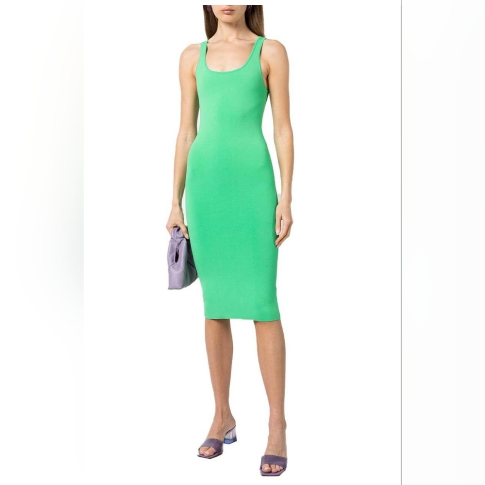 Alice + Olivia Darian green stretch-knit midi dress Size Large NWOT - Picture 7 of 16